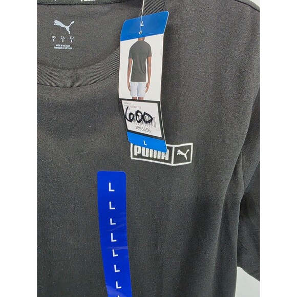 PUMA Black  Embroidery Logo Crew Neck Short Sleeve T-Shirt Mens Size L NWT - Picture 3 of 7